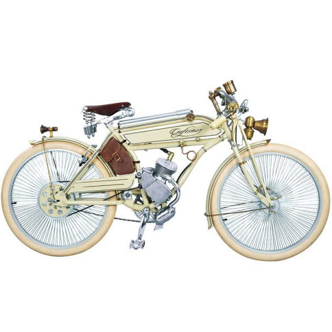 Craftsman Motorcycle, saveurs d'antan le vélocipède motorisé des années 20 blanc