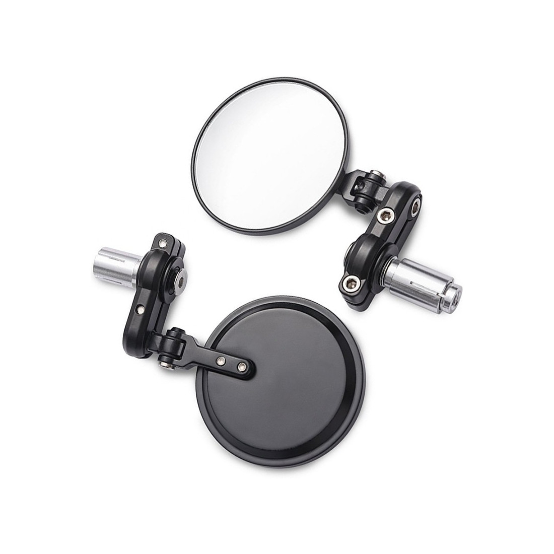 Rétroviseurs Moto Longue Tige - Style Café Racer / Bobber - Diamètre 9.5 Cm - Filetage 8mm - Paire Gauche/droite